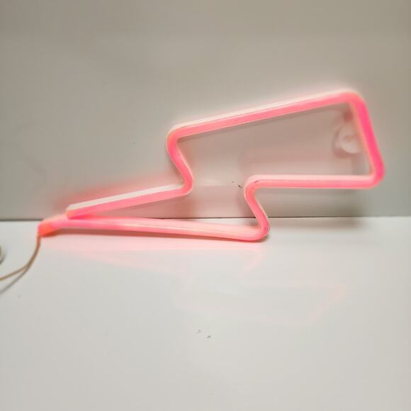 Neon Sign Décor Lightning Bolt Battery Operated or USB Plug-In 12" Hanging LED - Picture 1 of 6